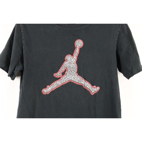 Nike Air Jordan Boys Large Faded Big Jumpman Logo Short Sleeve T-Shirt Black - Picture 4 of 8